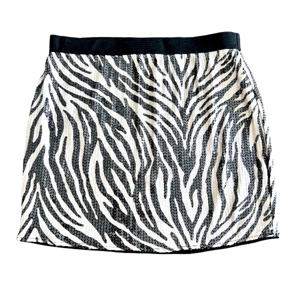 🆕 Zebra Print Sequin Mini Skirt💥